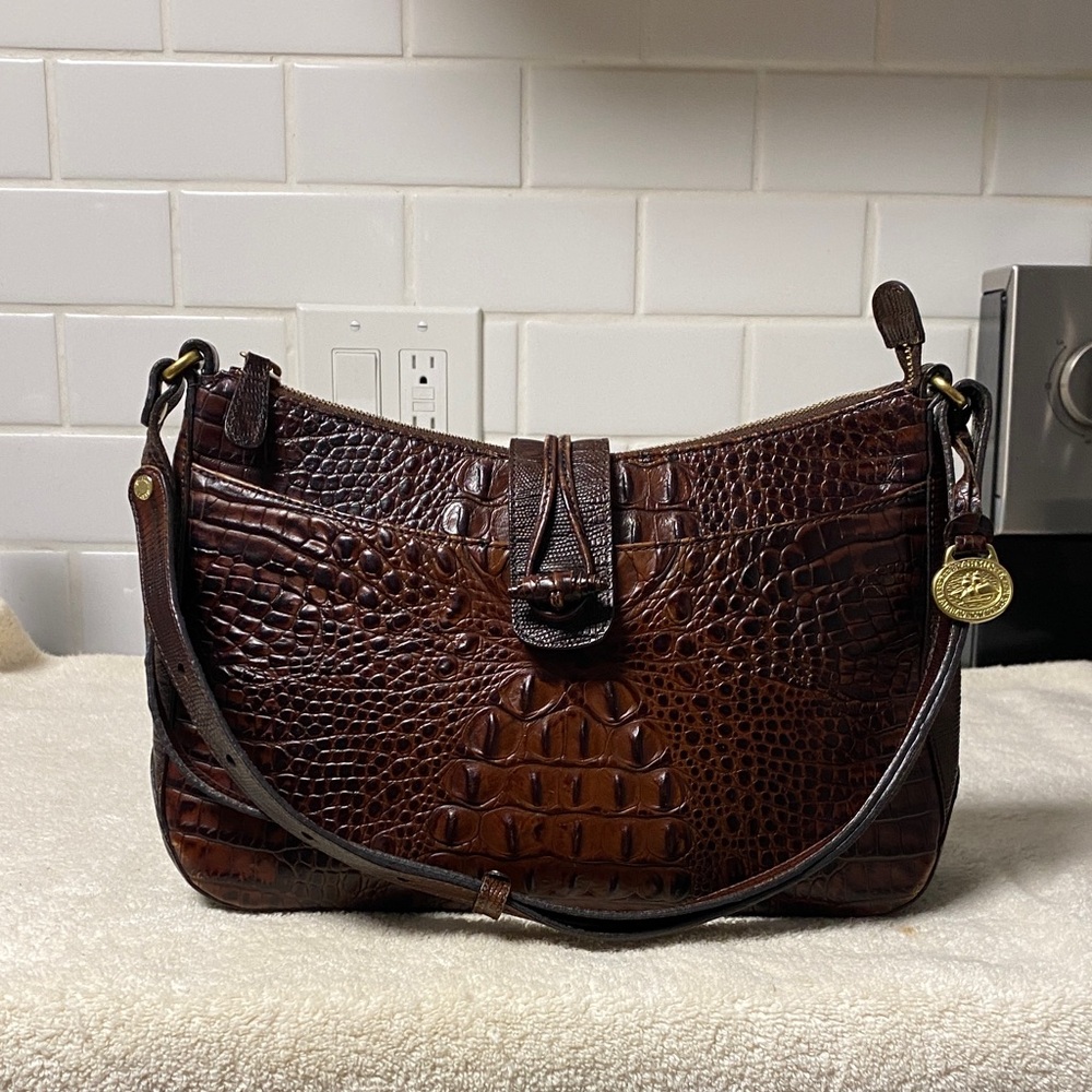 Vintage Brahmin Rich Brown Embossed Shoulder Bag